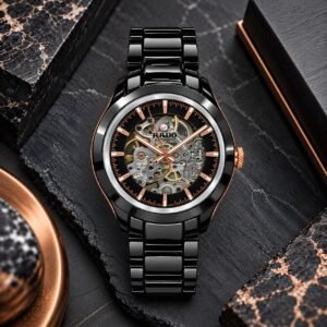 Rado Black Ceramic-Style Skeleton Automatic Watch for Men
