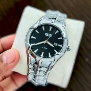 Diesel Gunmetal and Gold Two-Tone Black Dial Date Watch for Men