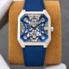 Bell & Ross Blue Square Skeleton Dial Silicone Sports Watch for Men, bell & ross skeleton watch