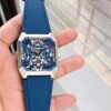 Bell & Ross Blue Square Skeleton Dial Silicone Sports Watch for Men, view 2