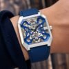 Bell & Ross Blue Square Skeleton Dial Silicone Sports Watch for Men, view 3