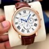 Cartier Rose Gold Chronograph Brown Leather Strap Watch for Men, view 3