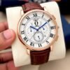 Cartier Rose Gold Chronograph Brown Leather Strap Watch for Men, view 4