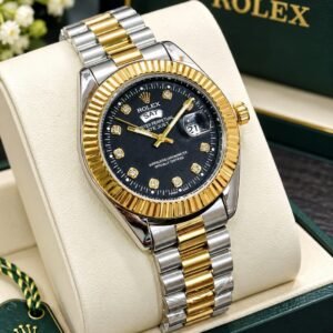 Rolex Gold Fluted Bezel Two-Tone Day-Date Watch for Men