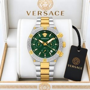 Versace Green Dial Chronograph-Style Two-Tone Men's Watch