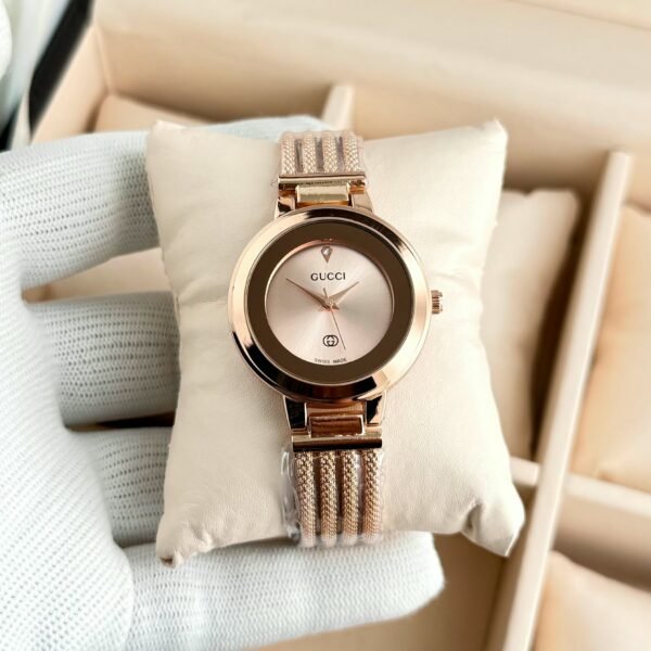 Gucci Rose Gold Mesh Bracelet Designer-Style Watch for Women, gucci mesh watch