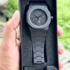 Men's Matte Grey Octagon Dial All-Grey Steel Bracelet Quartz Watch, octagon watch