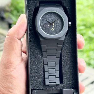Men's Matte Grey Octagon Dial All-Grey Steel Bracelet Quartz Watch