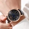 Cartier Men's Rose Gold Black Dial Chronograph Quartz Watch with Black Leather Strap (7A), cartier chronograph watch