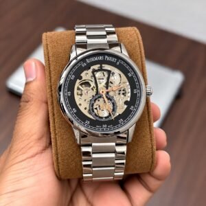 Audemars Piguet Men's Silver Steel Skeleton Dial Automatic Watch with 3-Link Bracelet (7AA)