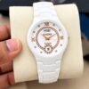Rado Men's White Ceramic Roman Dial Day-Date Quartz Watch with Ceramic Link Bracelet, rado day-date watch