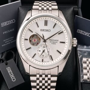 Seiko Pearl Silver Dial Open Heart Automatic Watch for Men