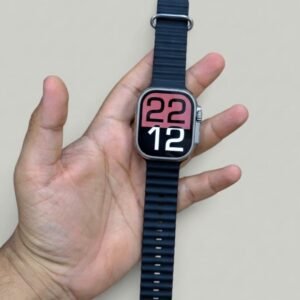 Rugged Titanium-Look Square Smartwatch with Ocean and Trail Loop Straps
