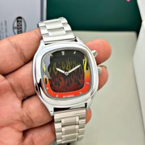 Fossil Flame Dial Square Digital Stainless Steel Watch for Men