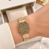 Casio Retro Square Digital Rose Gold Bracelet Watch for Women, view 2