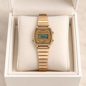 Casio Retro Square Digital Rose Gold Bracelet Watch for Women